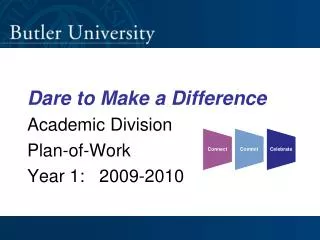 Dare to Make a Difference Academic Division Plan-of-Work Year 1: 2009-2010