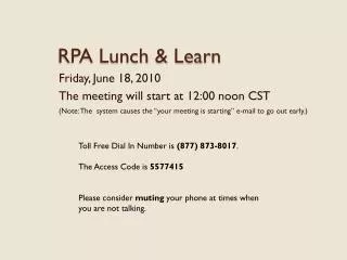 RPA Lunch &amp; Learn