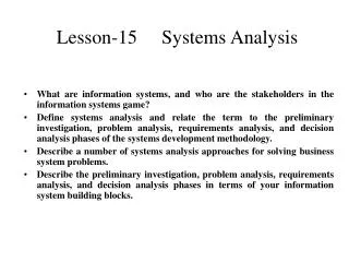 Lesson-15 Systems Analysis