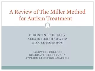 A Review of The Miller Method for Autism Treatment