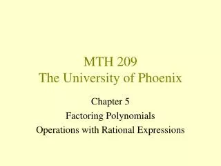 MTH 209 The University of Phoenix
