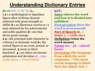 Understanding Dictionary Entries