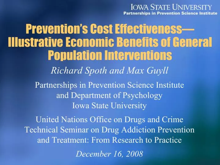 prevention s cost effectiveness illustrative economic benefits of general population interventions