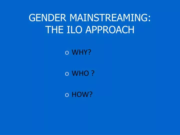 gender mainstreaming the ilo approach