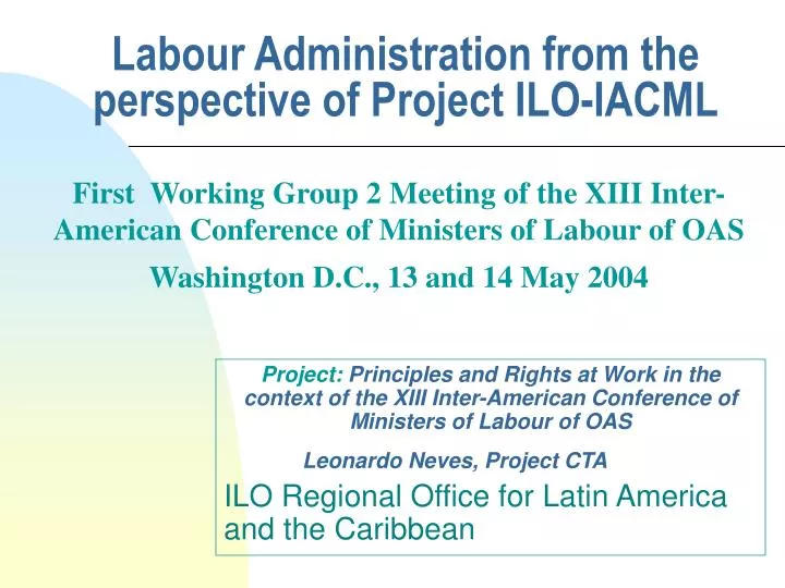 labour administration from the perspective of project ilo iacml