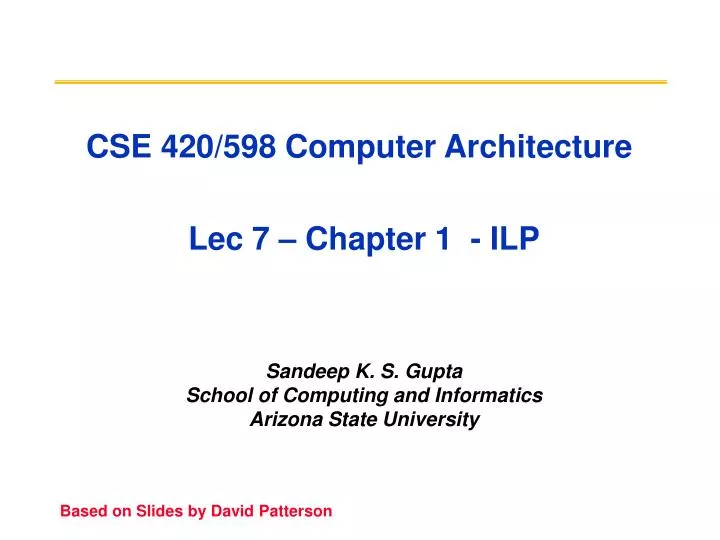 cse 420 598 computer architecture lec 7 chapter 1 ilp