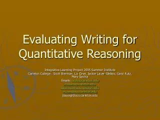 Evaluating Writing for Quantitative Reasoning