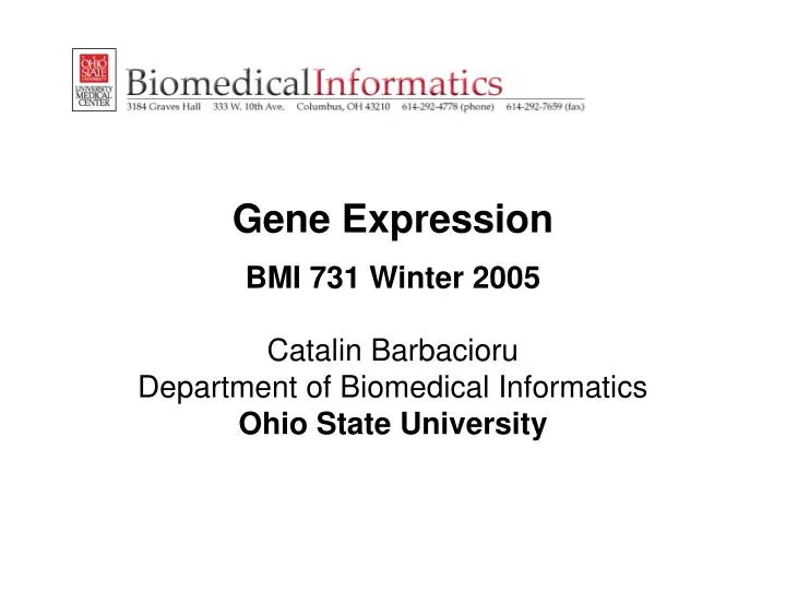 gene expression bmi 731 winter 2005
