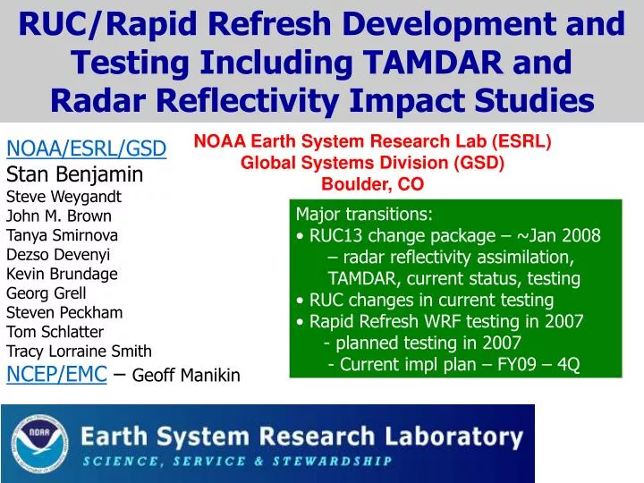 noaa earth system research lab esrl global systems division gsd boulder co