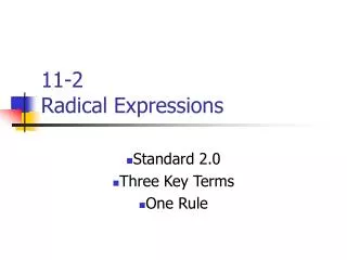 11-2 Radical Expressions