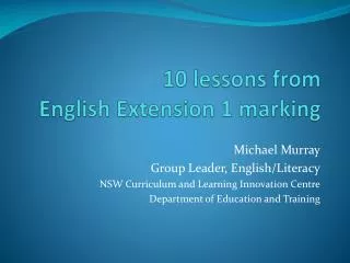 10 lessons from English Extension 1 marking