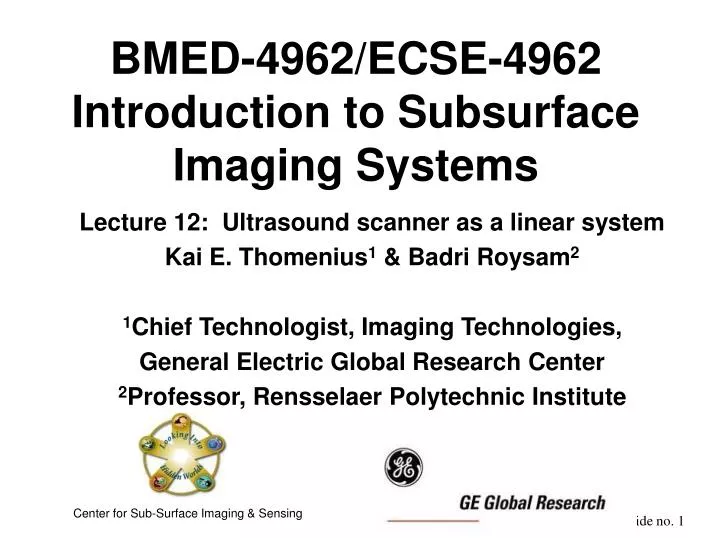bmed 4962 ecse 4962 introduction to subsurface imaging systems