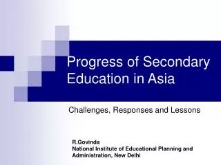 Progress of Secondary Education in Asia
