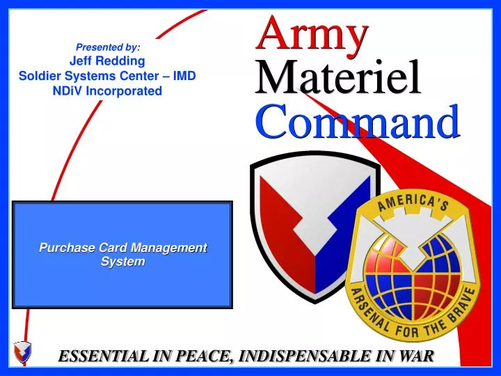 presented by jeff redding soldier systems center imd ndiv incorporated