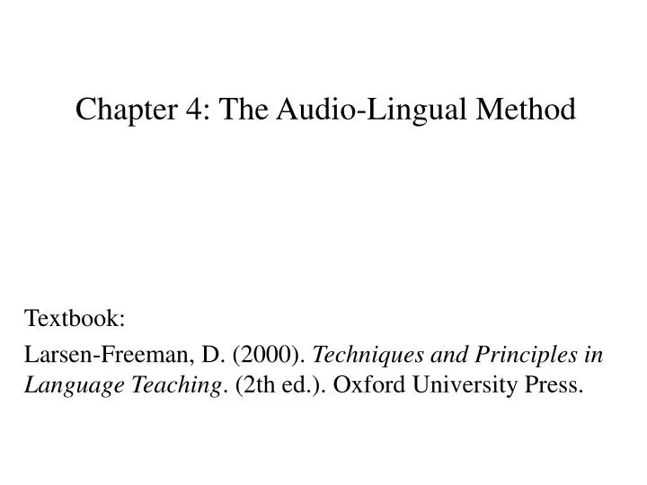 chapter 4 the audio lingual method