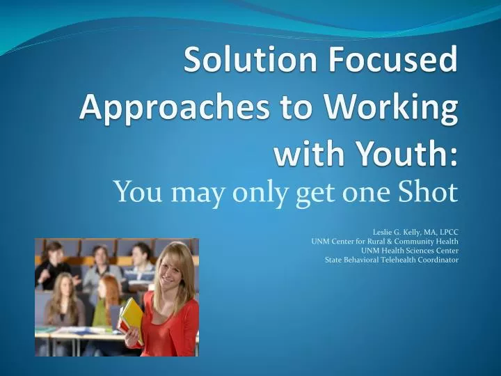 solution focused approaches to working with youth