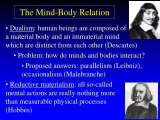 The Mind-Body Relation