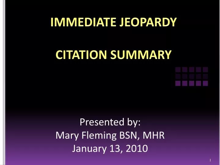 immediate jeopardy citation summary