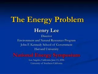 The Energy Problem