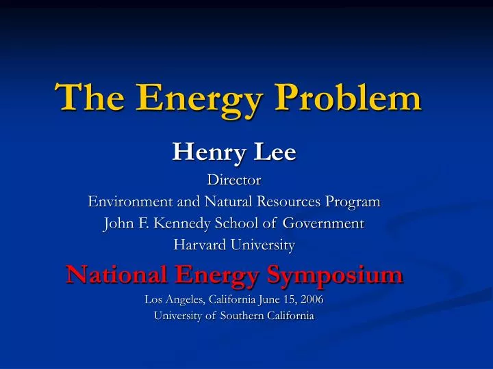 the energy problem