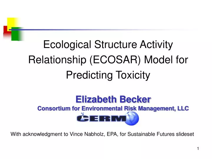 ecological structure activity relationship ecosar model for predicting toxicity