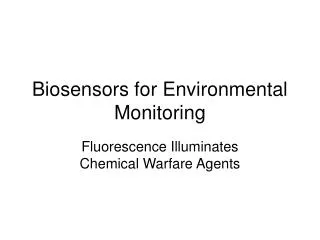 Biosensors for Environmental Monitoring