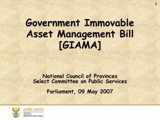 Government Immovable Asset Management Bill [GIAMA]