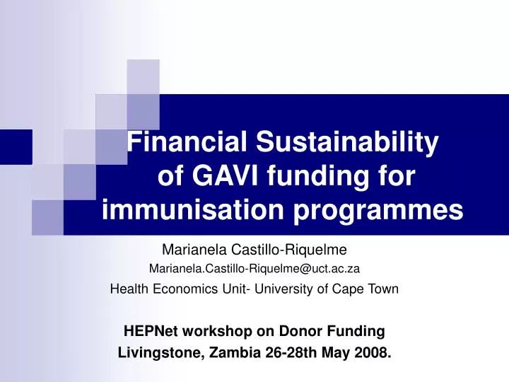 financial sustainability of gavi funding for immunisation programmes