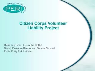 Citizen Corps Volunteer Liability Project