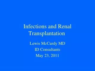 Infections and Renal Transplantation