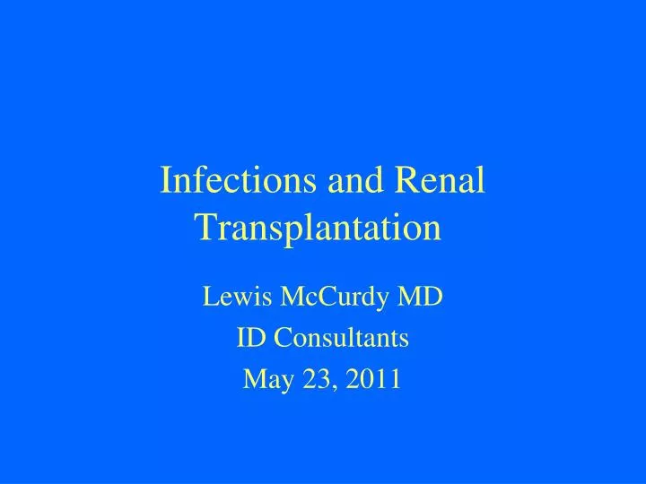 infections and renal transplantation