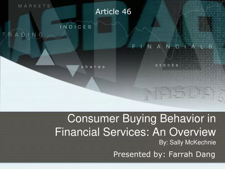 consumer buying behavior in financial services an overview by sally mckechnie