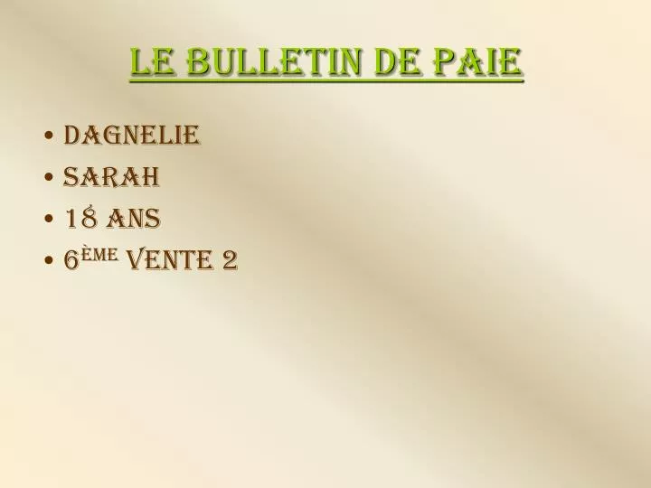 le bulletin de paie