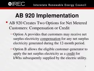 AB 920 Implementation