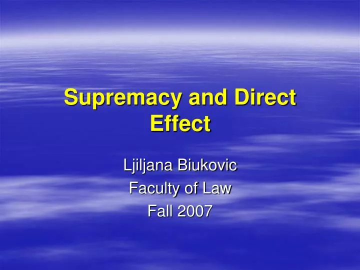 supremacy and direct effect