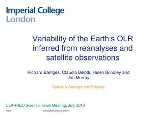 Variability of the Earth’s OLR inferred from reanalyses and satellite observations