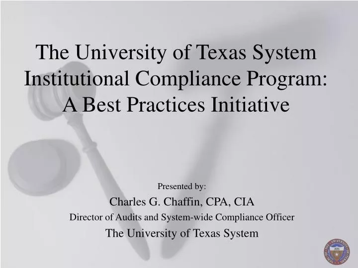 the university of texas system institutional compliance program a best practices initiative