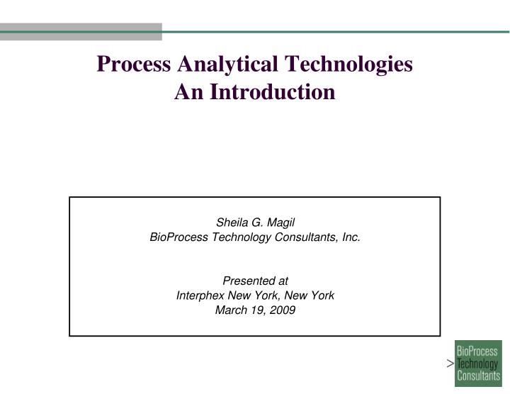 process analytical technologies an introduction