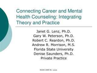 Connecting Career and Mental Health Counseling: Integrating Theory and Practice