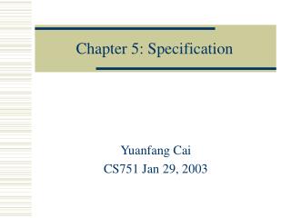 Chapter 5: Specification