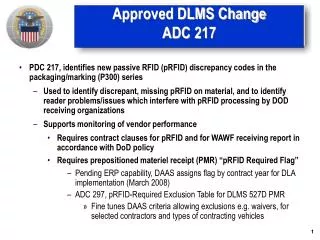 Approved DLMS Change ADC 217