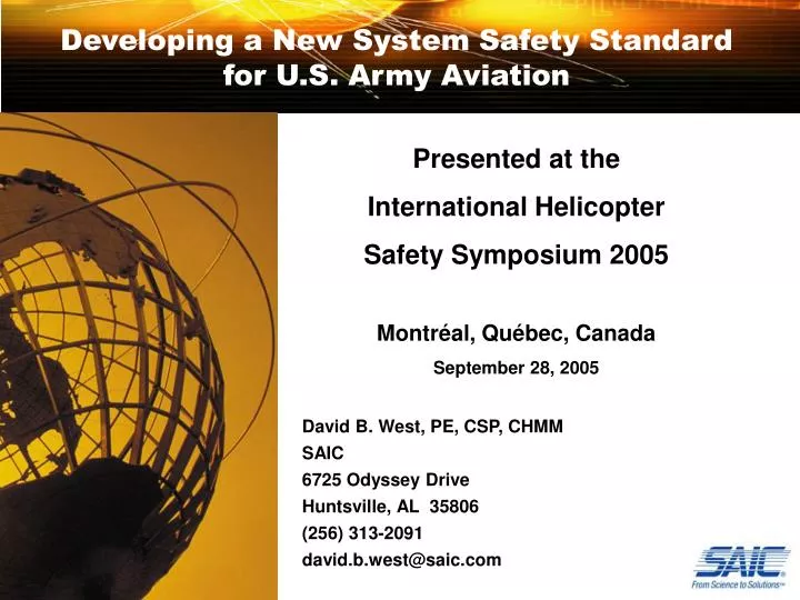 developing a new system safety standard for u s army aviation