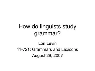 How do linguists study grammar?