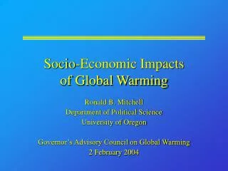 Socio-Economic Impacts of Global Warming