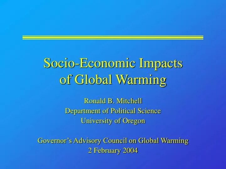 socio economic impacts of global warming