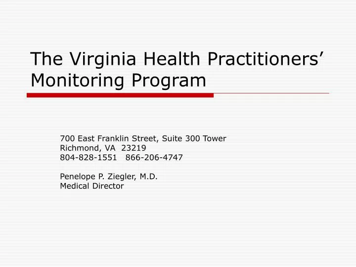 the virginia health practitioners monitoring program