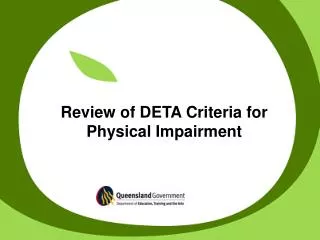 Review of DETA Criteria for Physical Impairment