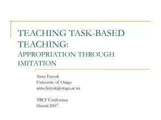 TEACHING TASK-BASED TEACHING: APPROPRIATION THROUGH IMITATION