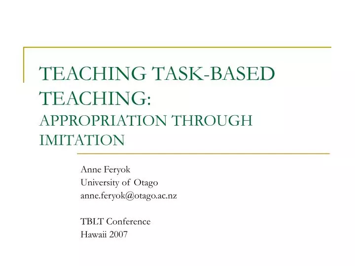 teaching task based teaching appropriation through imitation