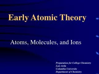 Early Atomic Theory